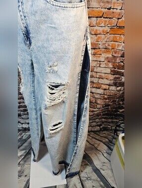 Litz By Uniq Distressed Wide Leg Open Side Seam Jeans Size 29